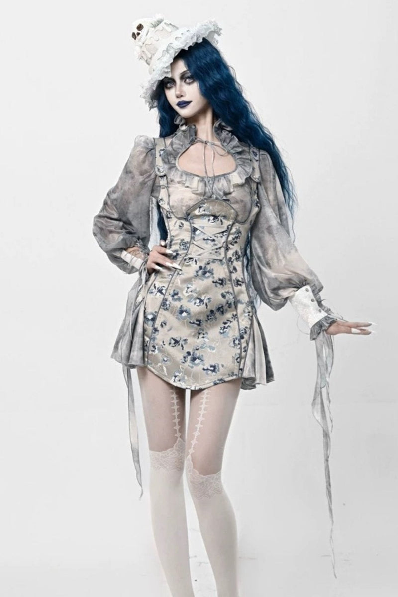 [pre-order] Gothic Zombie Bride Jacquard Slip Dress