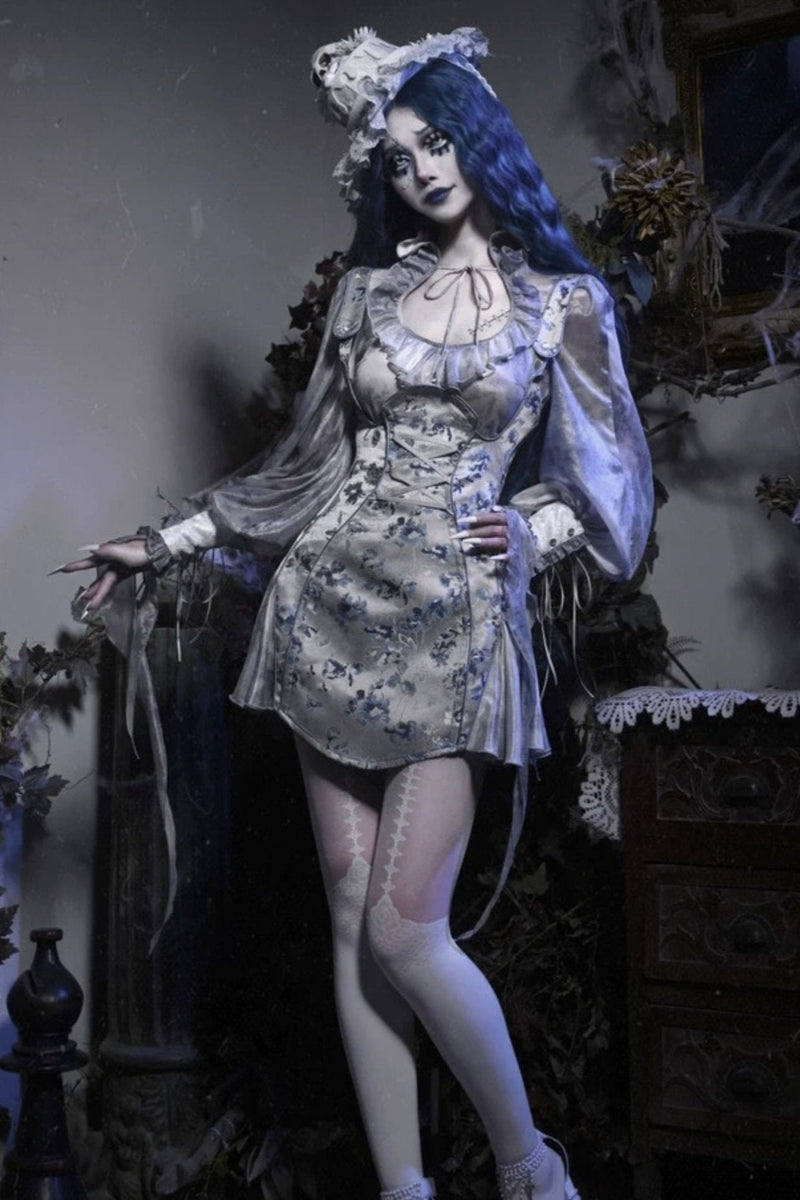 [pre-order] Gothic Zombie Bride Jacquard Slip Dress