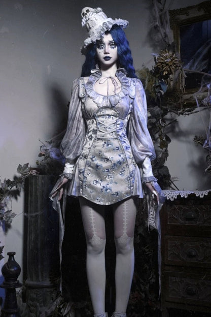 [pre-order] Gothic Zombie Bride Jacquard Slip Dress