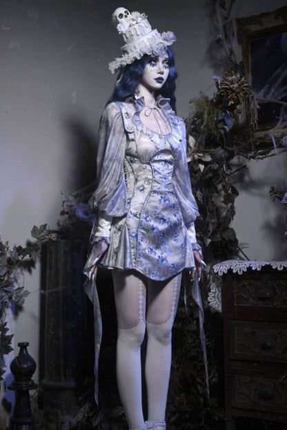 [pre-order] Gothic Zombie Bride Jacquard Slip Dress