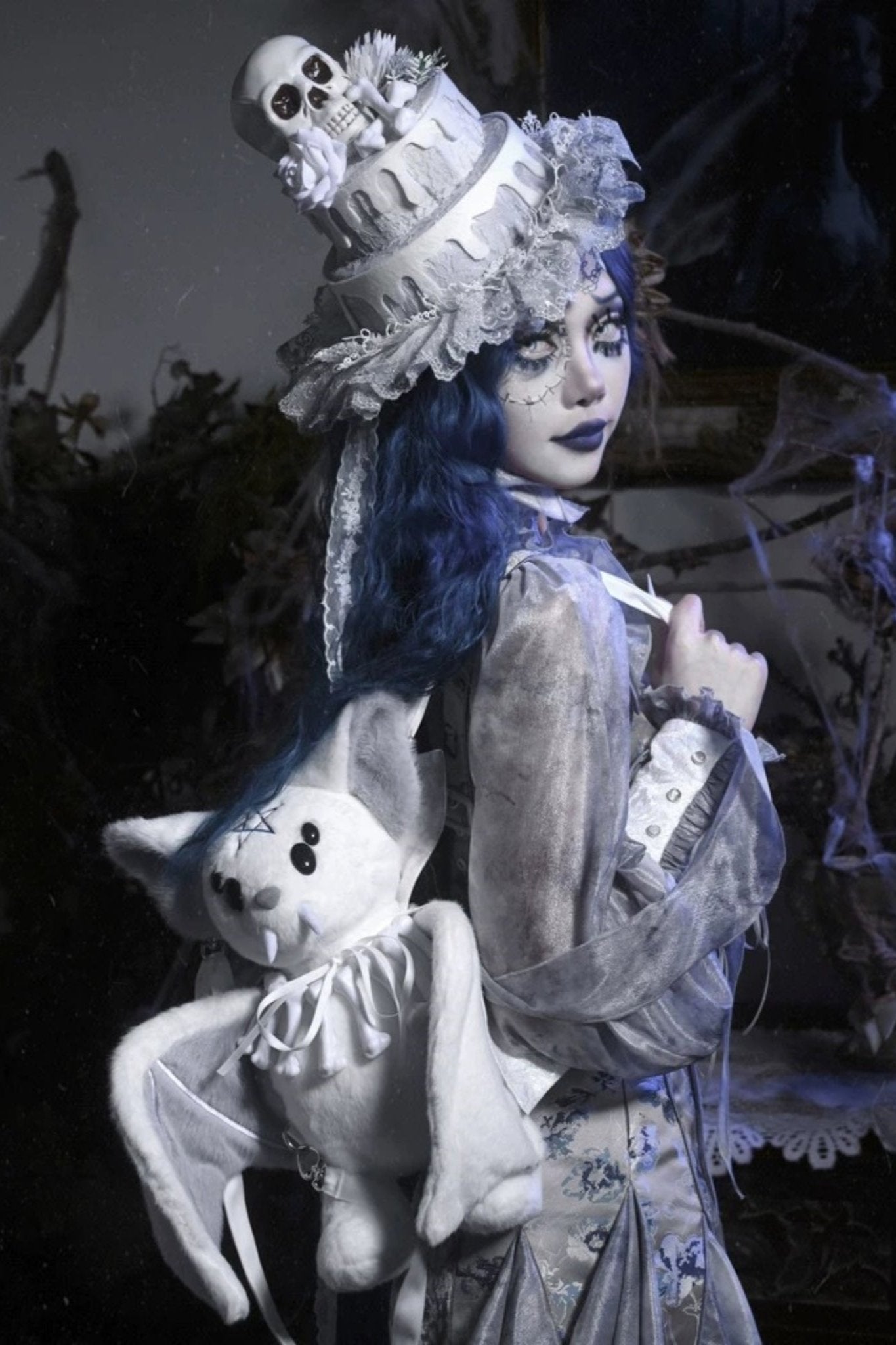 [pre-order] Gothic Zombie Bride Jacquard Slip Dress