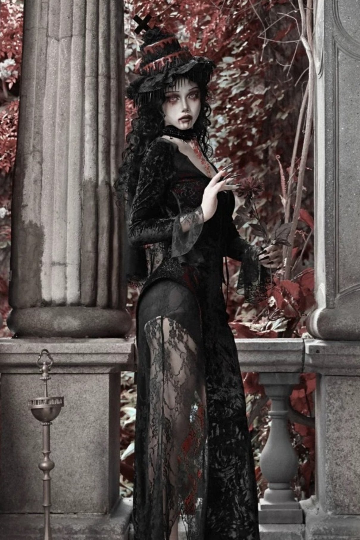 [pre-order] Gothic Velvet Crimson Fish Tail Dress