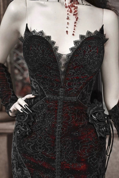 [pre-order] Velvet Glitter Gothic Mermaid Dress