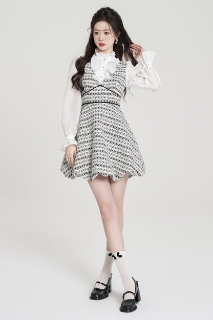 Houndstooth High-end Bud Skirt Dress Set