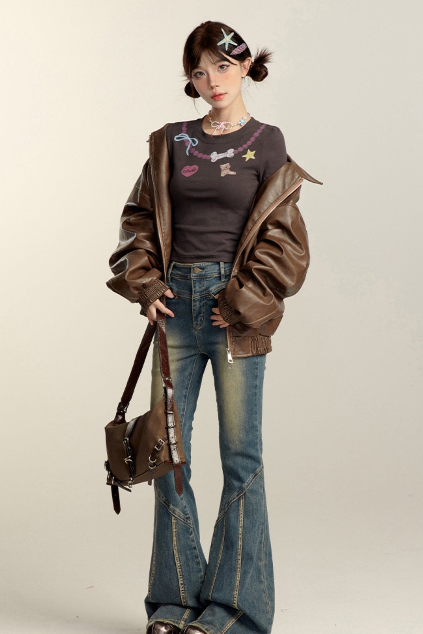 Leather Biker Jacket Set