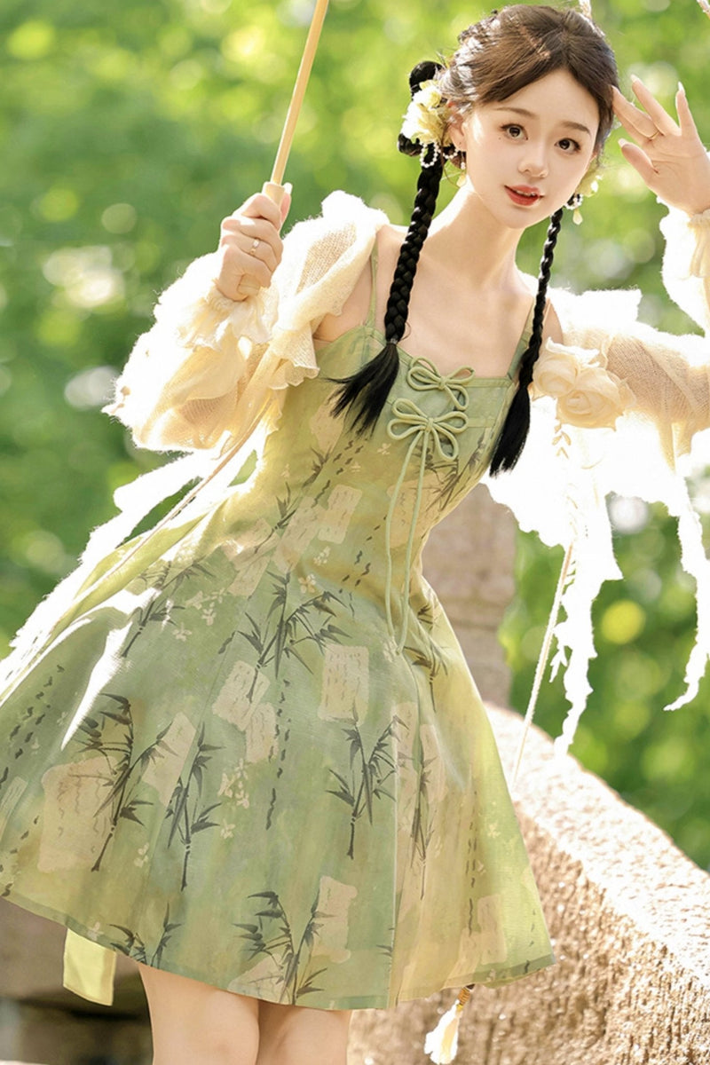 Daily Hanfu Sweet Cardigan + Slip Dress