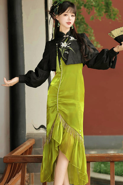 Chinese-style Fishtail Skirt + Short Top