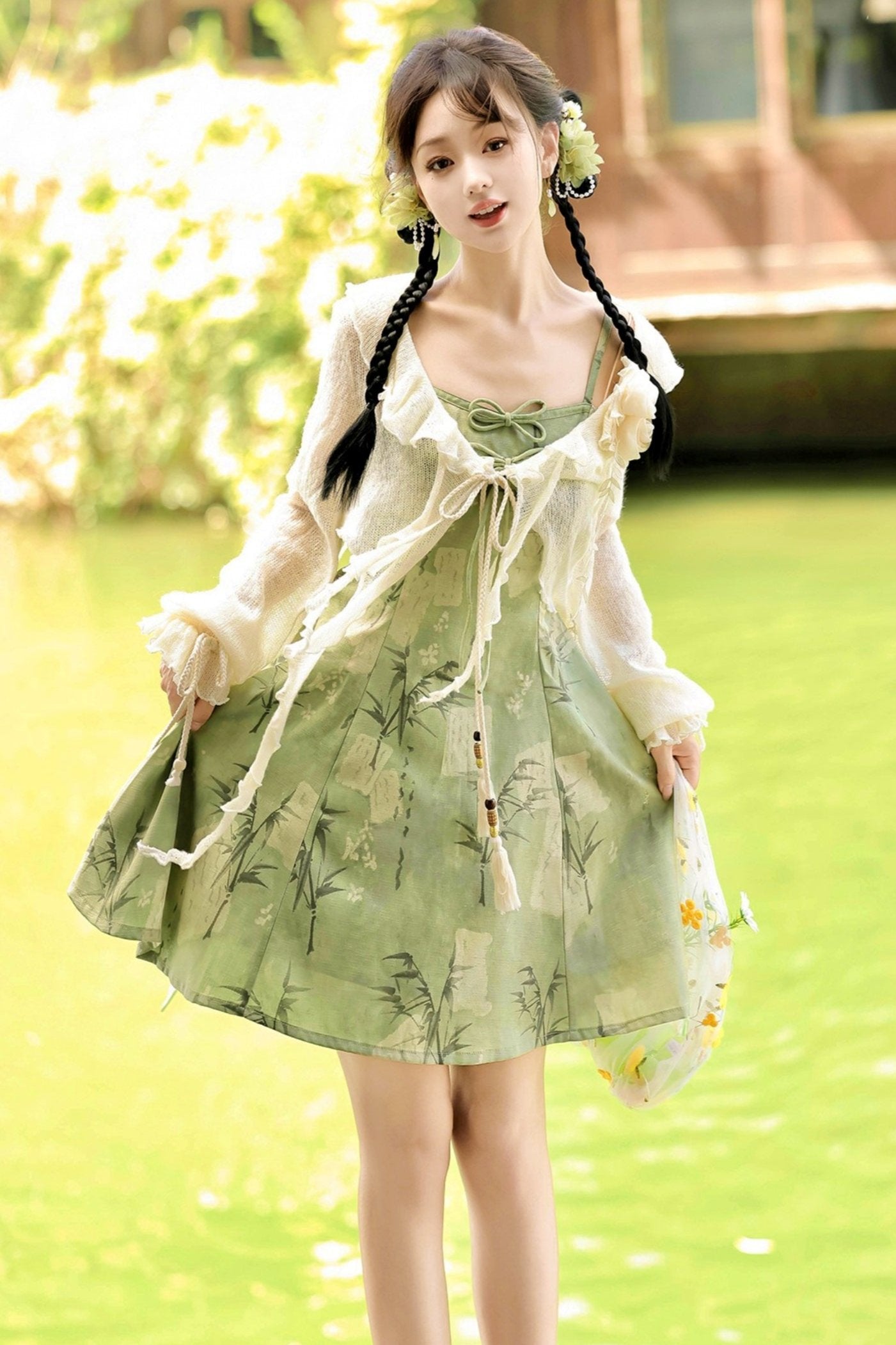 Daily Hanfu Sweet Cardigan + Slip Dress