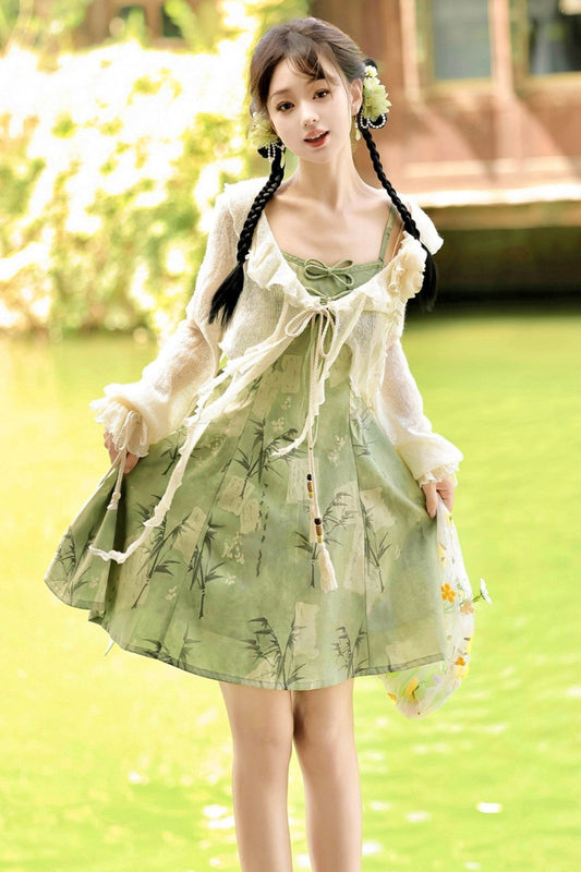 Daily Hanfu Sweet Cardigan + Slip Dress