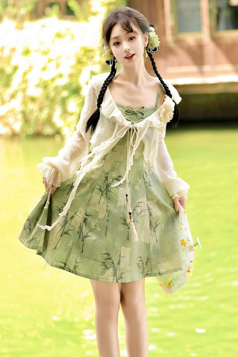 Daily Hanfu Sweet Cardigan + Slip Dress