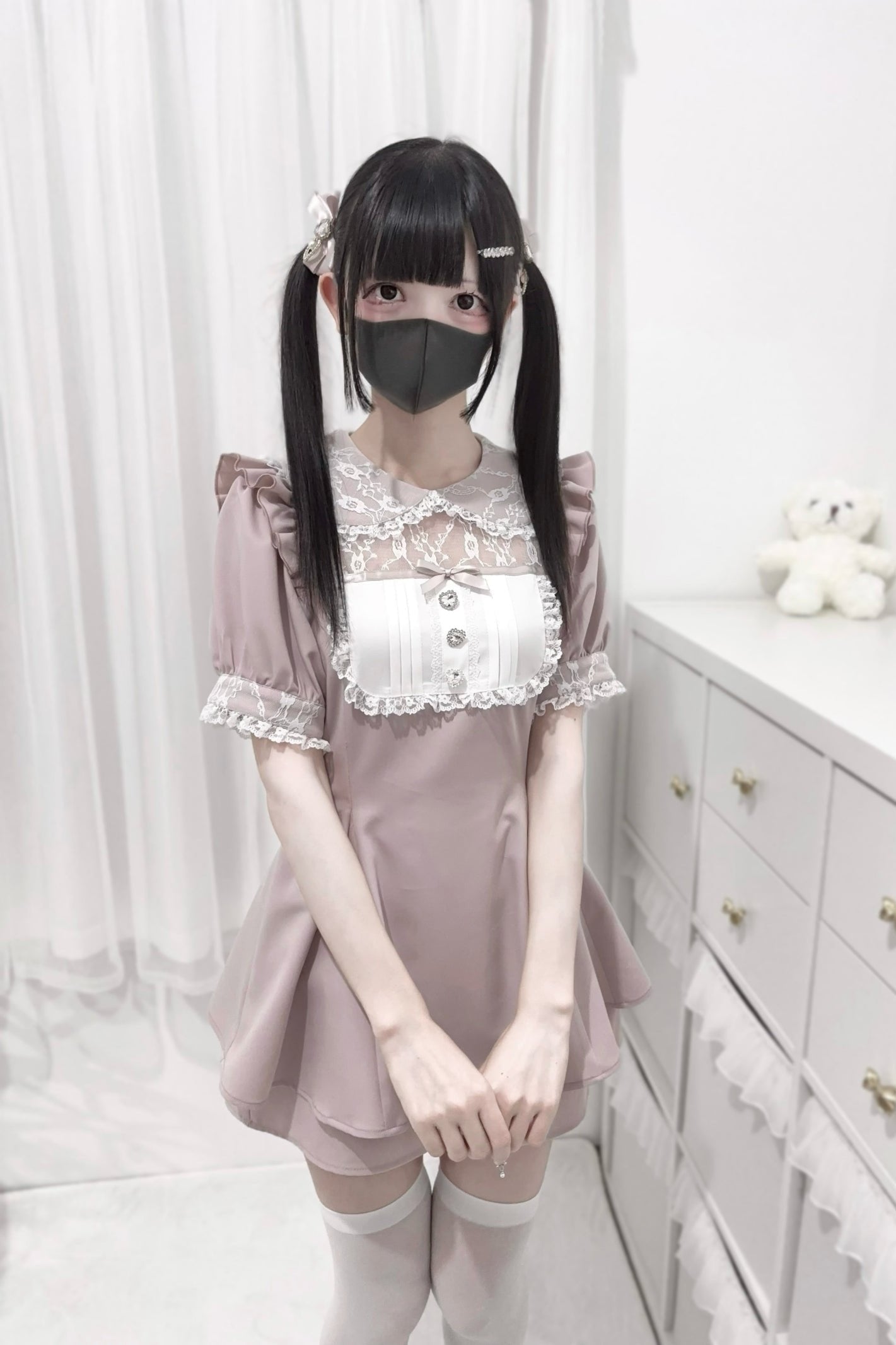 [pre-order] Lace Stitching Doll Collar Dress