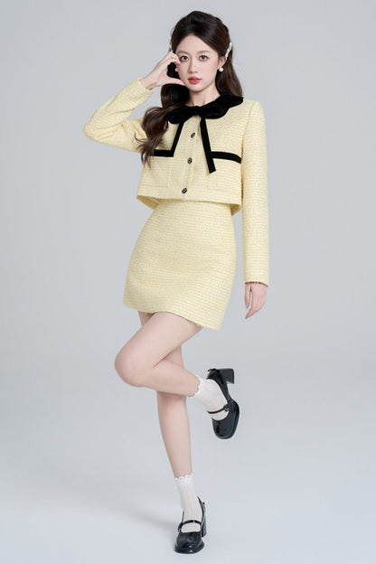 Yellow Two-piece Short Coat Set