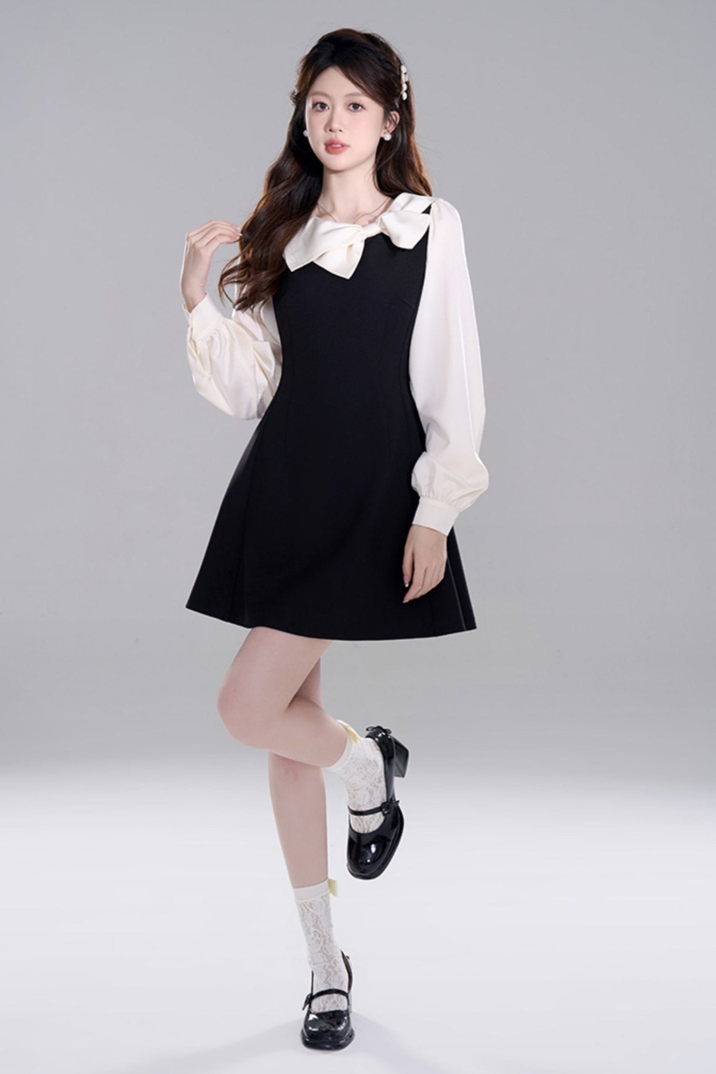 Black Waist Cinch Hepburn Dress
