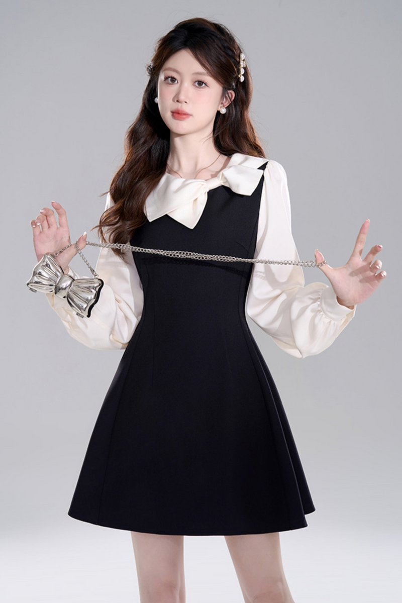 Black Waist Cinch Hepburn Dress