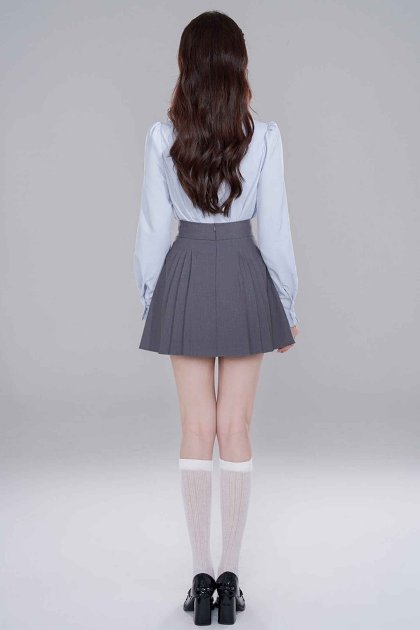 Blue Stand Collar French Top Set