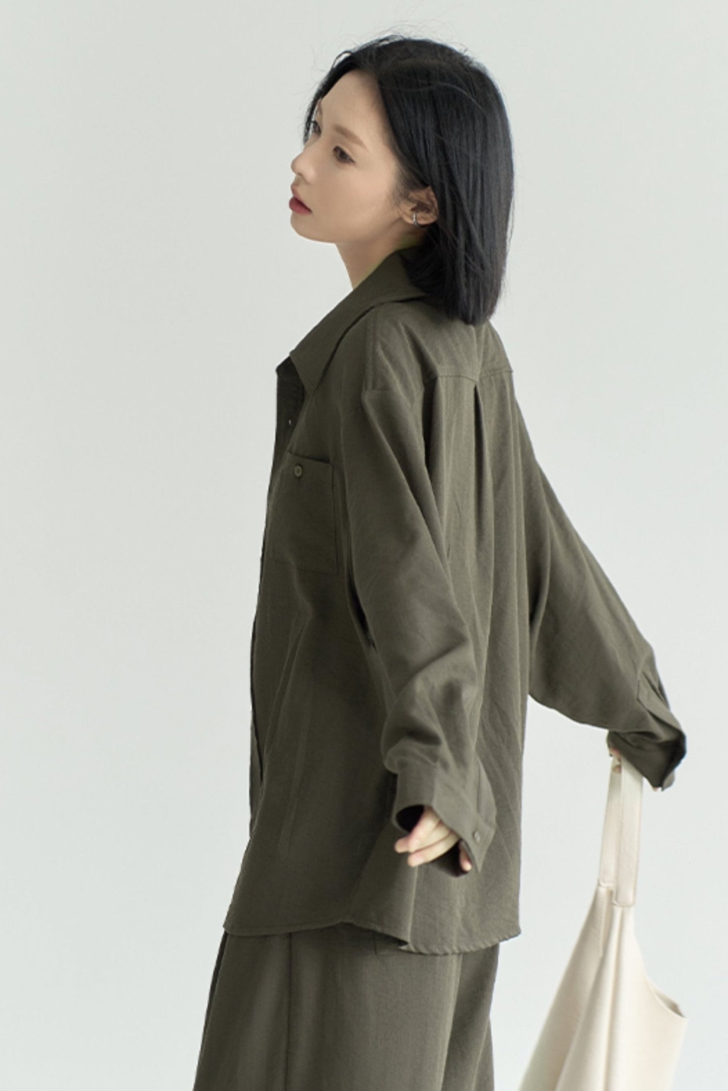 Cotton Linen Long Sleeve Shirt Trousers Set