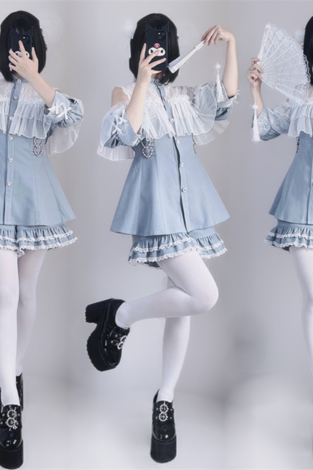 [pre-order] Japanese Yarn Off Shoulder Cape Suit