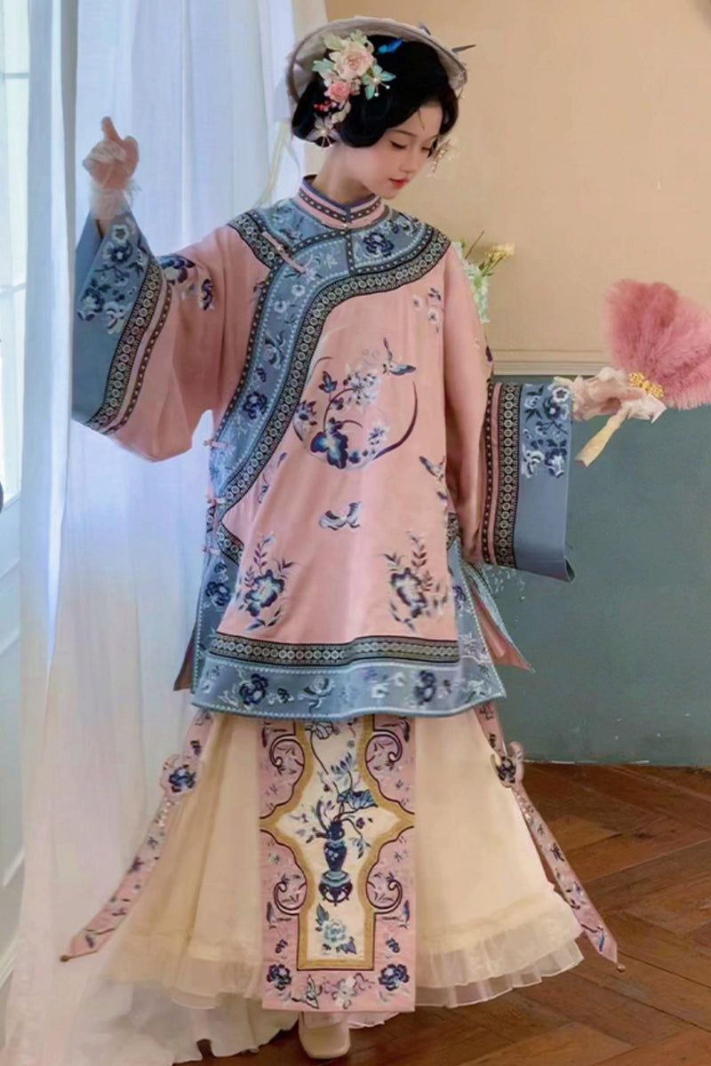 Embroidered Top Jacquard Skirt Set