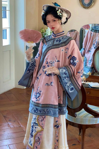 Embroidered Top Jacquard Skirt Set