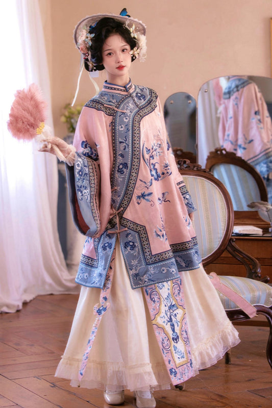 Embroidered Top Jacquard Skirt Set