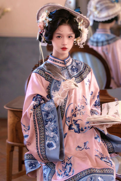 Embroidered Top Jacquard Skirt Set