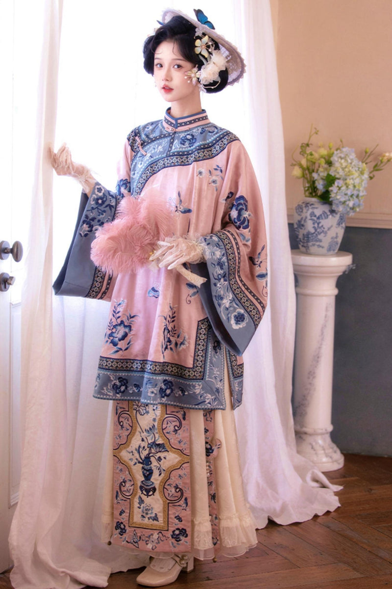 Embroidered Top Jacquard Skirt Set
