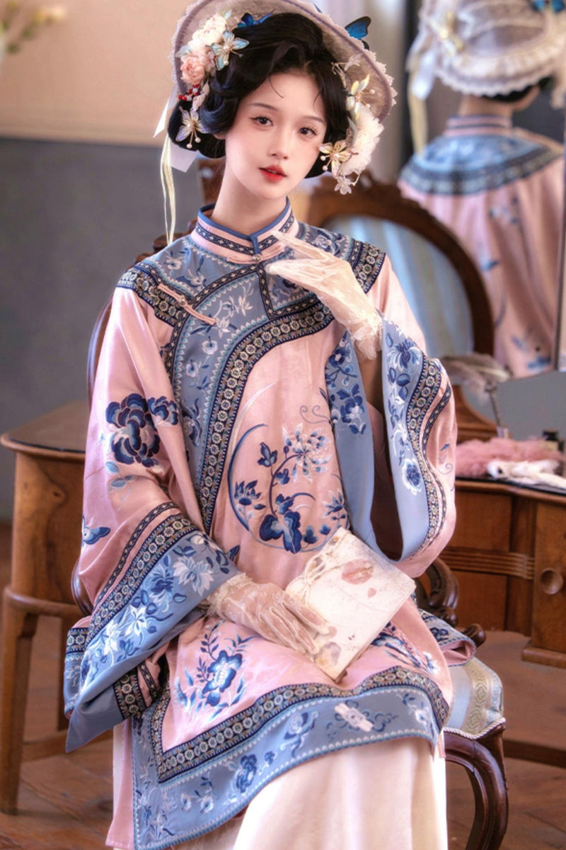 Embroidered Top Jacquard Skirt Set