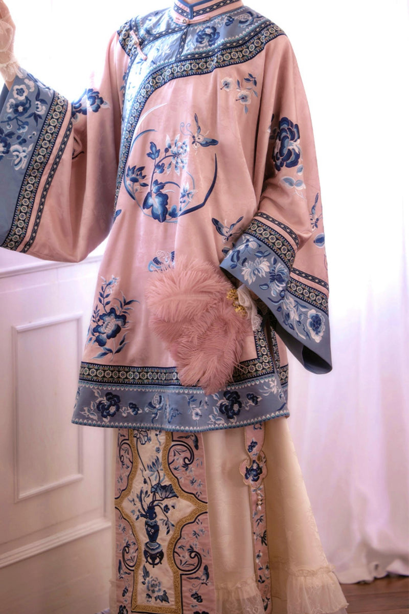 Embroidered Top Jacquard Skirt Set