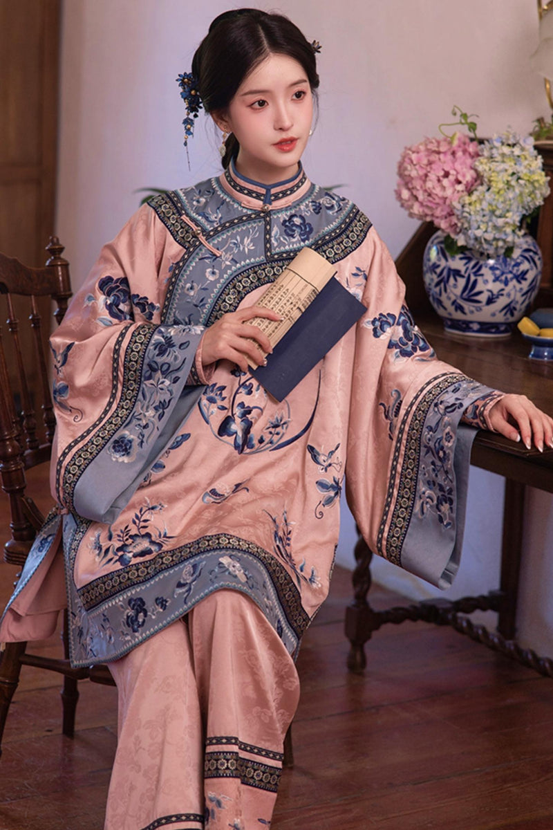 Embroidered Top Jacquard Skirt Set
