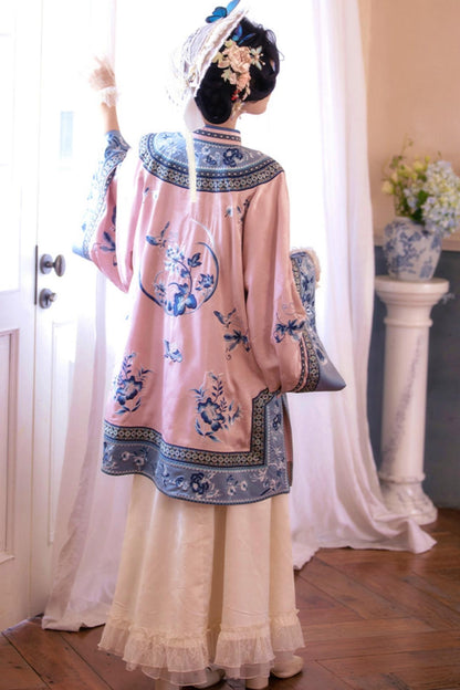 Embroidered Top Jacquard Skirt Set