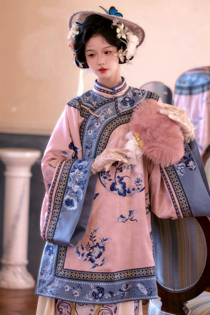 Embroidered Top Jacquard Skirt Set