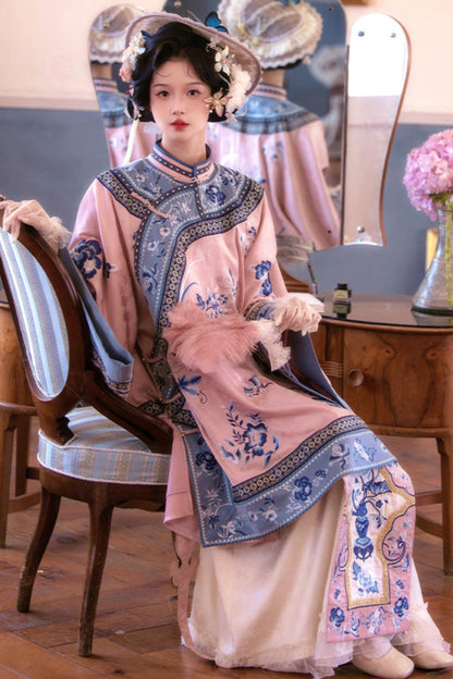 Embroidered Top Jacquard Skirt Set