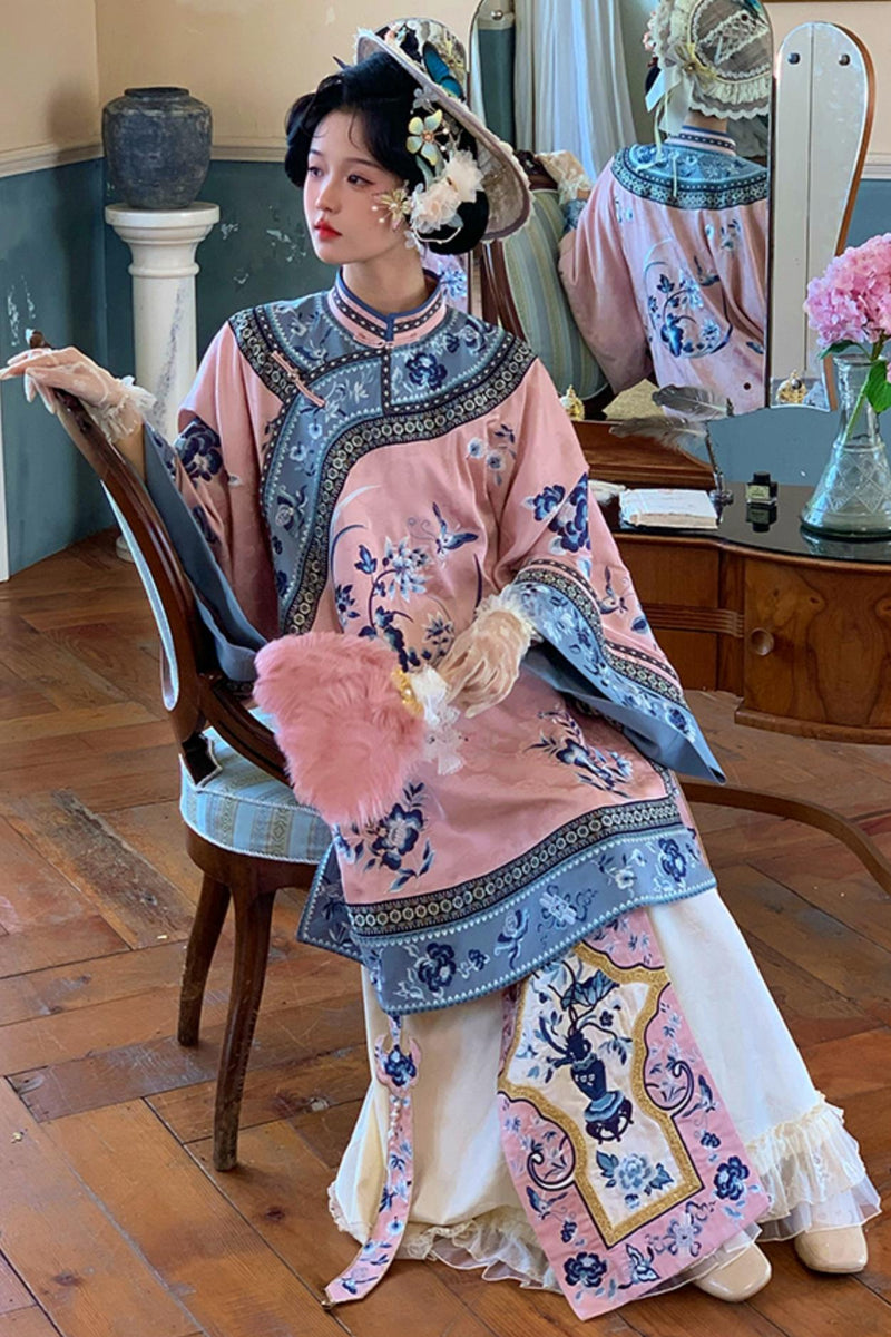 Embroidered Top Jacquard Skirt Set
