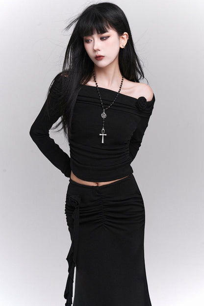 Sweet Spicy One-shoulder Set