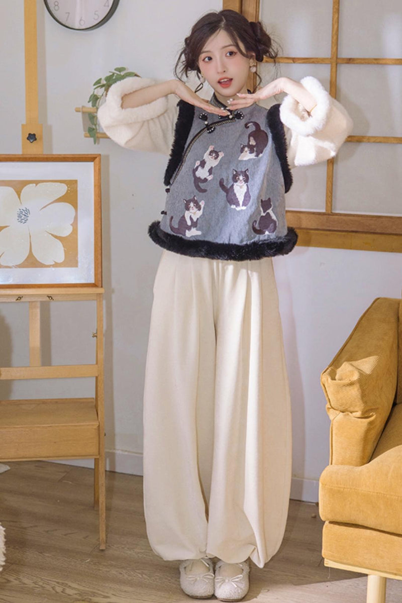 [pre-order] Improved Chinese-style Velvet Vest Set