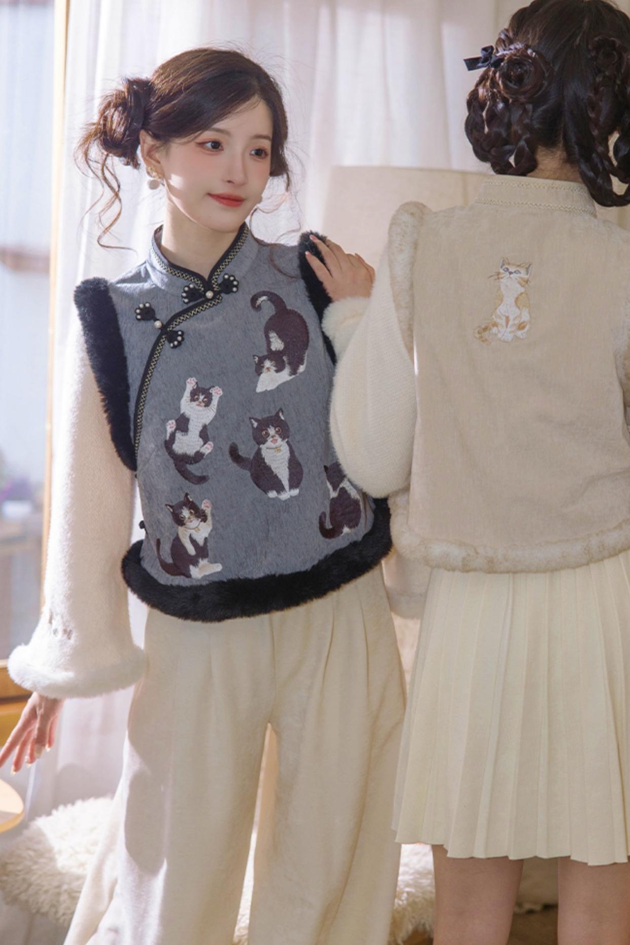 [pre-order] Improved Chinese-style Velvet Vest Set
