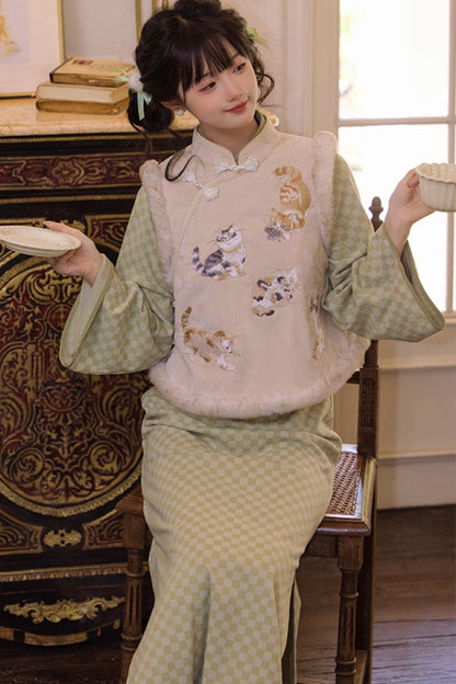 [pre-order] Improved Chinese-style Velvet Vest Set