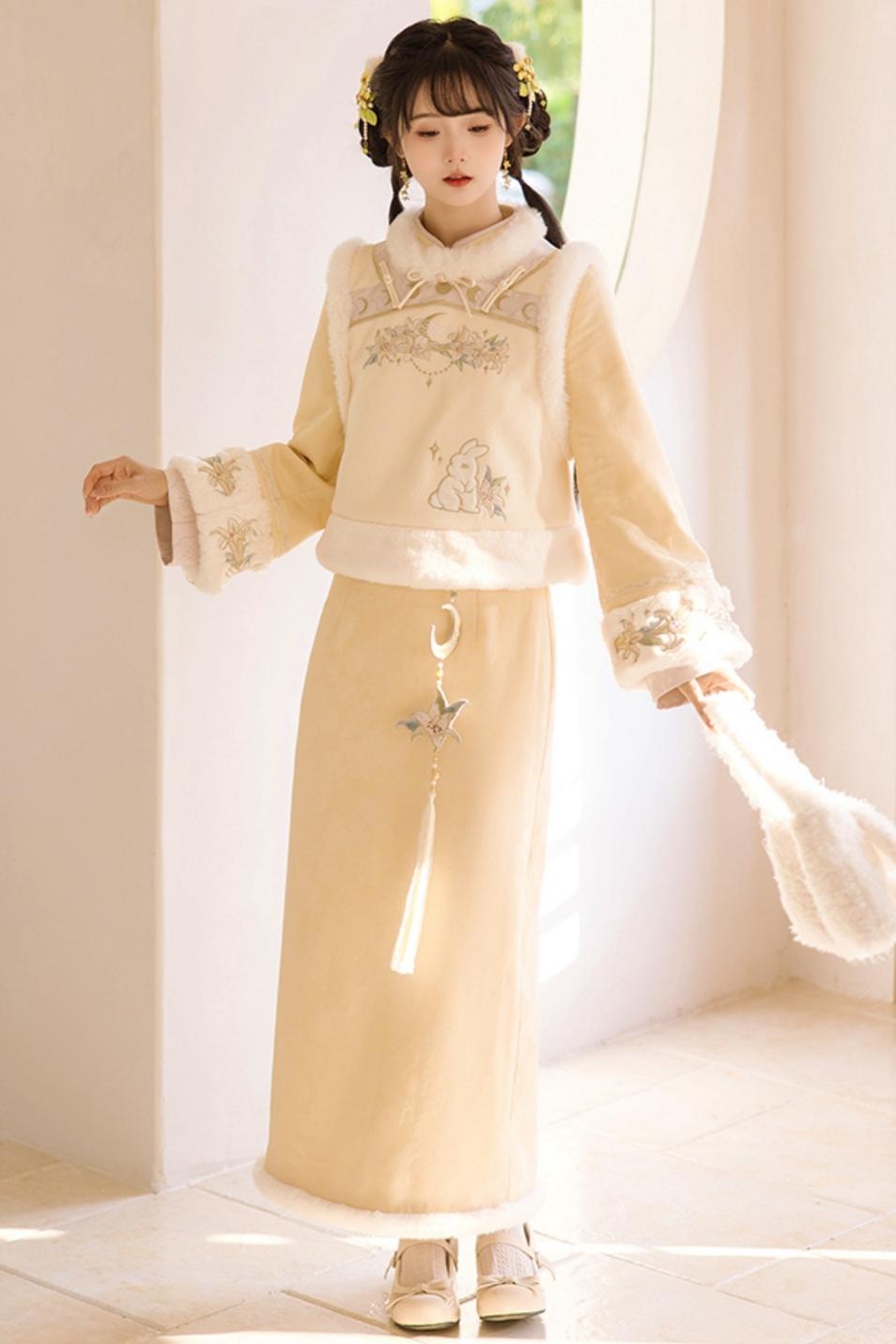 [pre-order] Wool Chinese-style Dress Set
