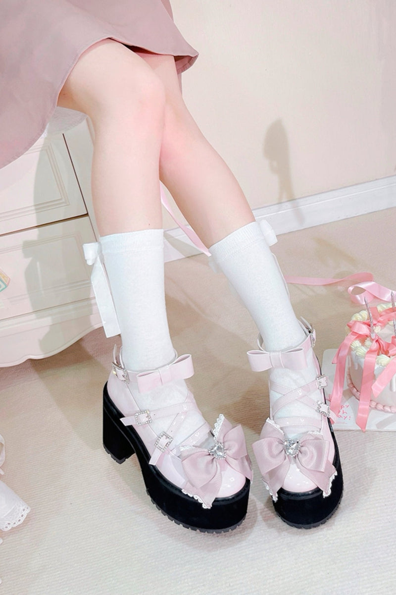 Japanese Block Heel Platform Shoes