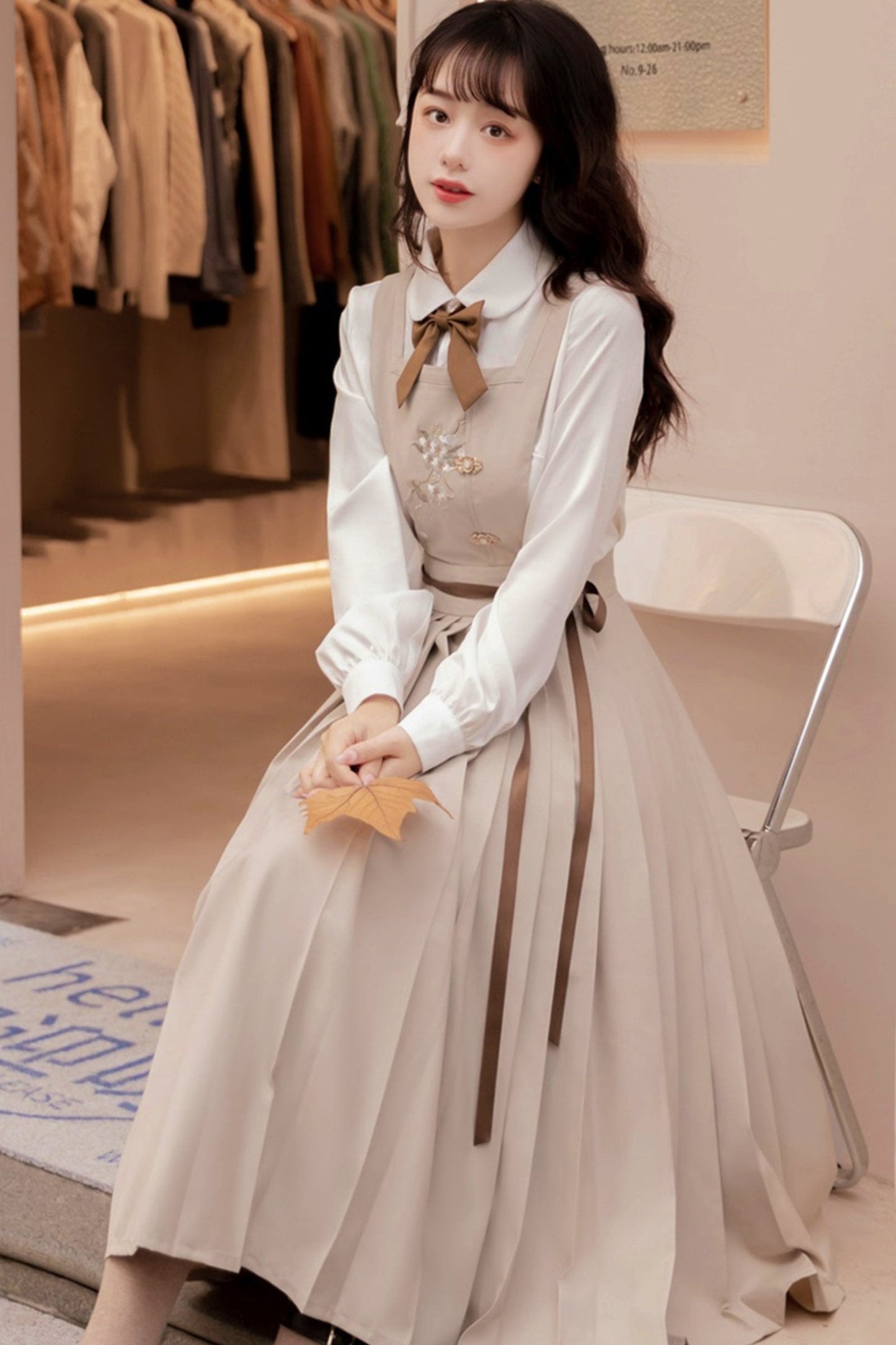 Modified Hanfu College Blazer + Shirt + Suspender Dress