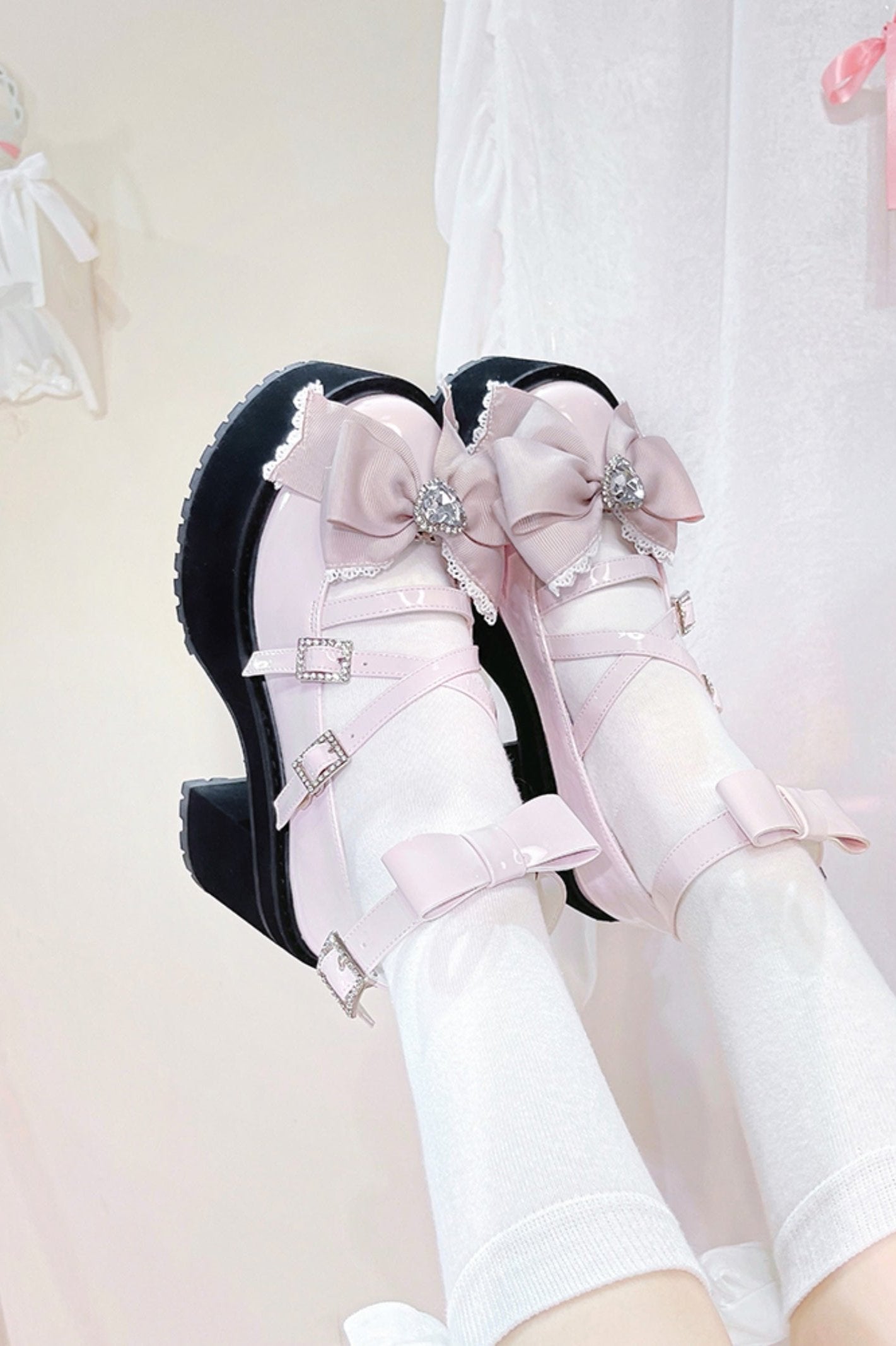 Japanese Block Heel Platform Shoes