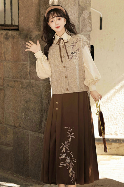 College Style Hanfu Skirt Set