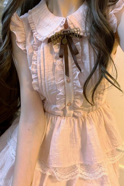Flutter Sleeve Pink Lace Princess Dress