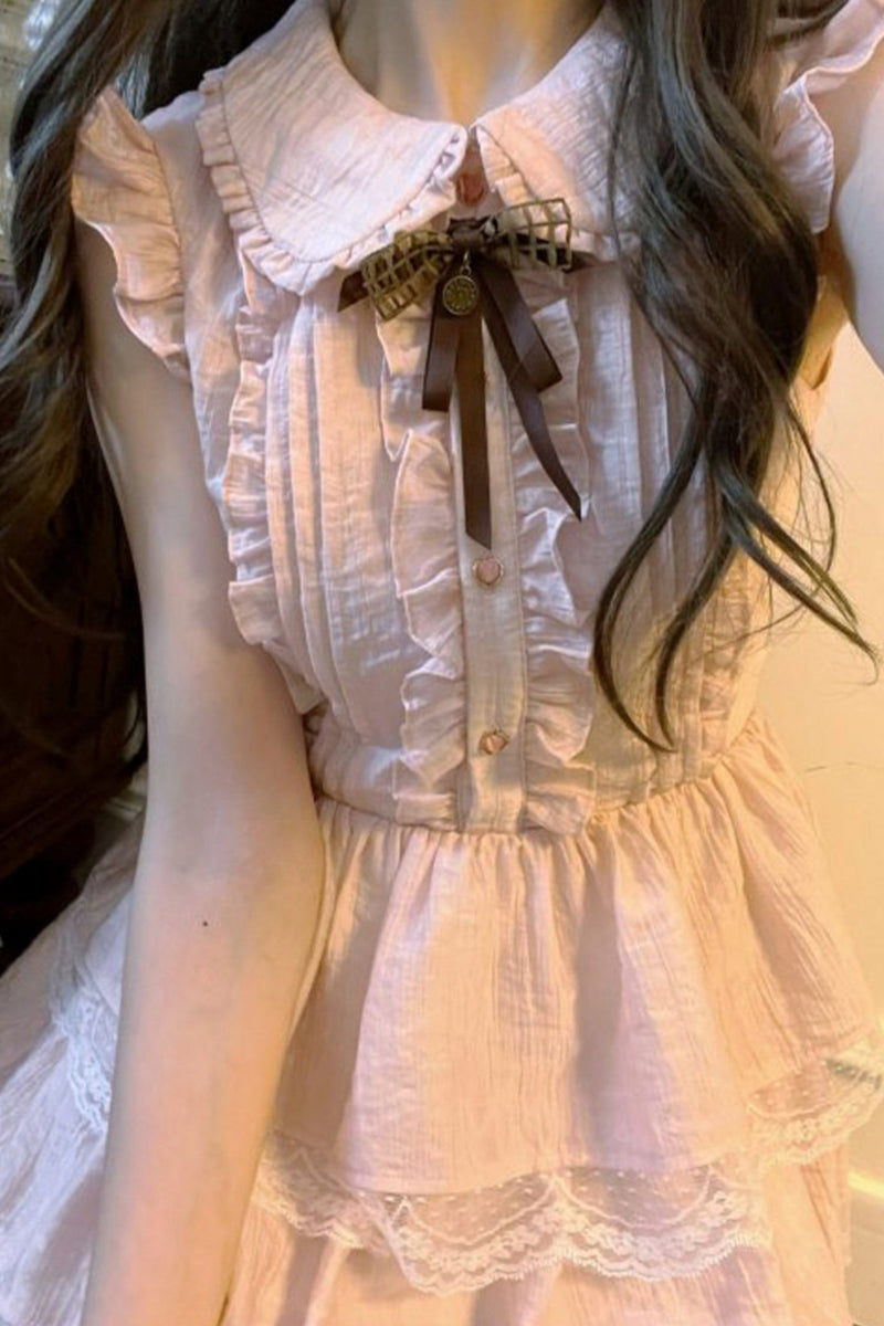 Flutter Sleeve Pink Lace Princess Dress