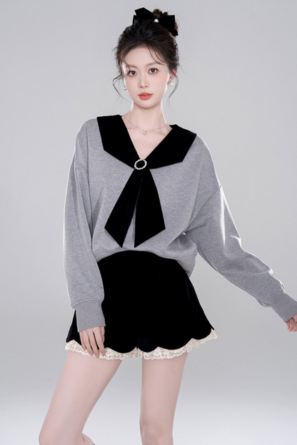 Niche Design Gray Pullover Top Set