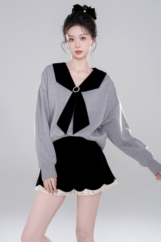Niche Design Gray Pullover Top Set