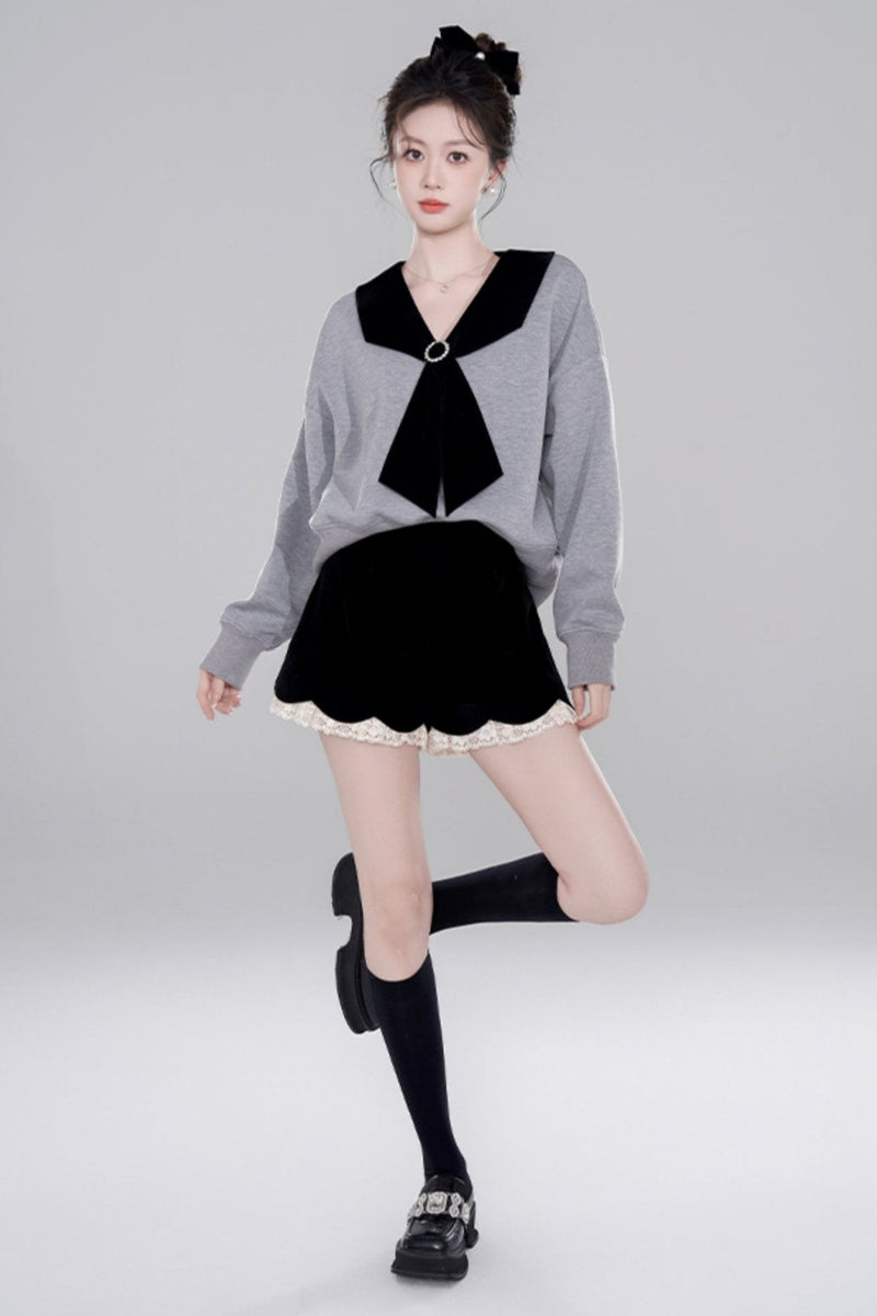 Niche Design Gray Pullover Top Set