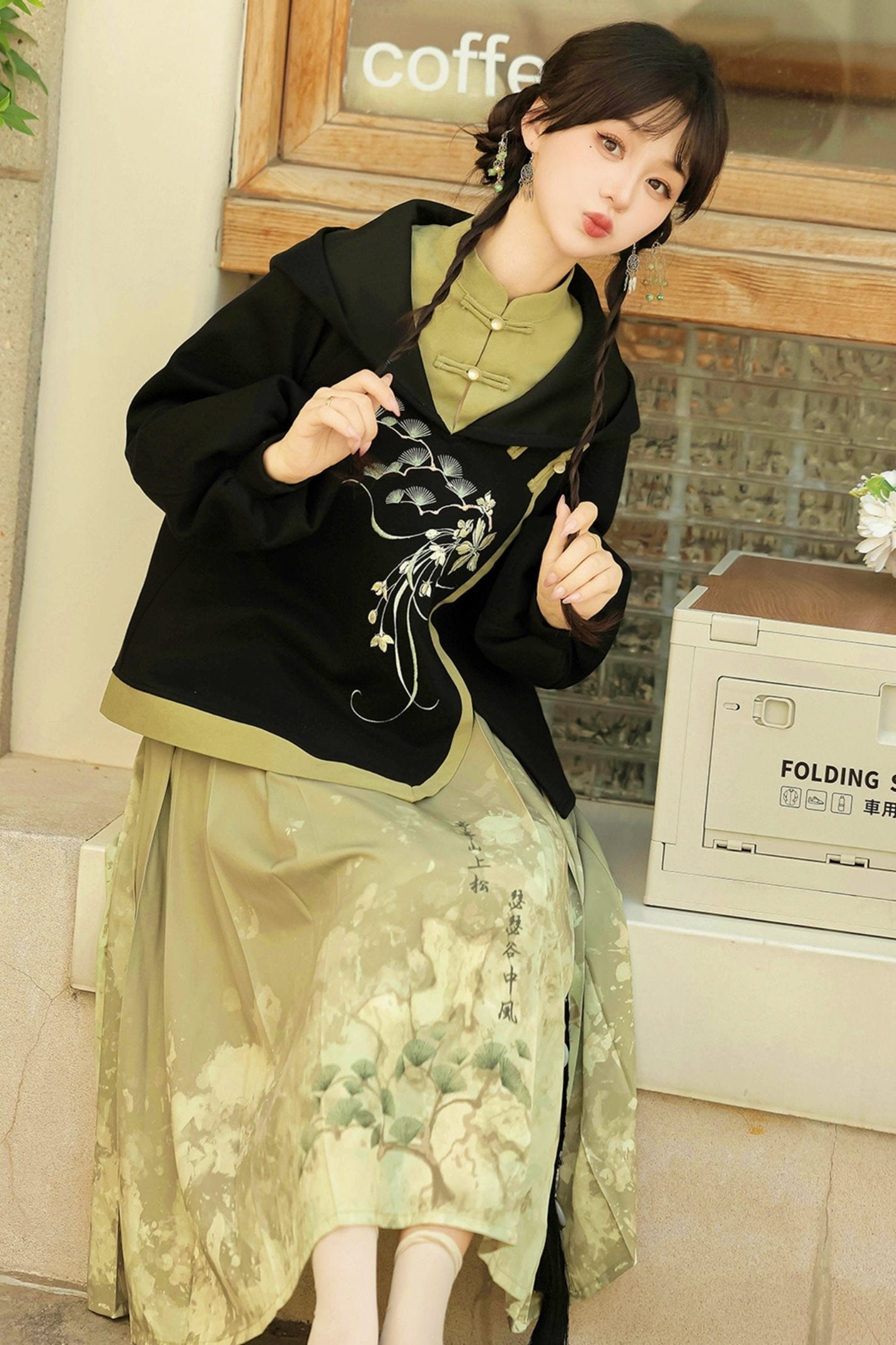 Chinese-style Girl Hoodie + Skirt
