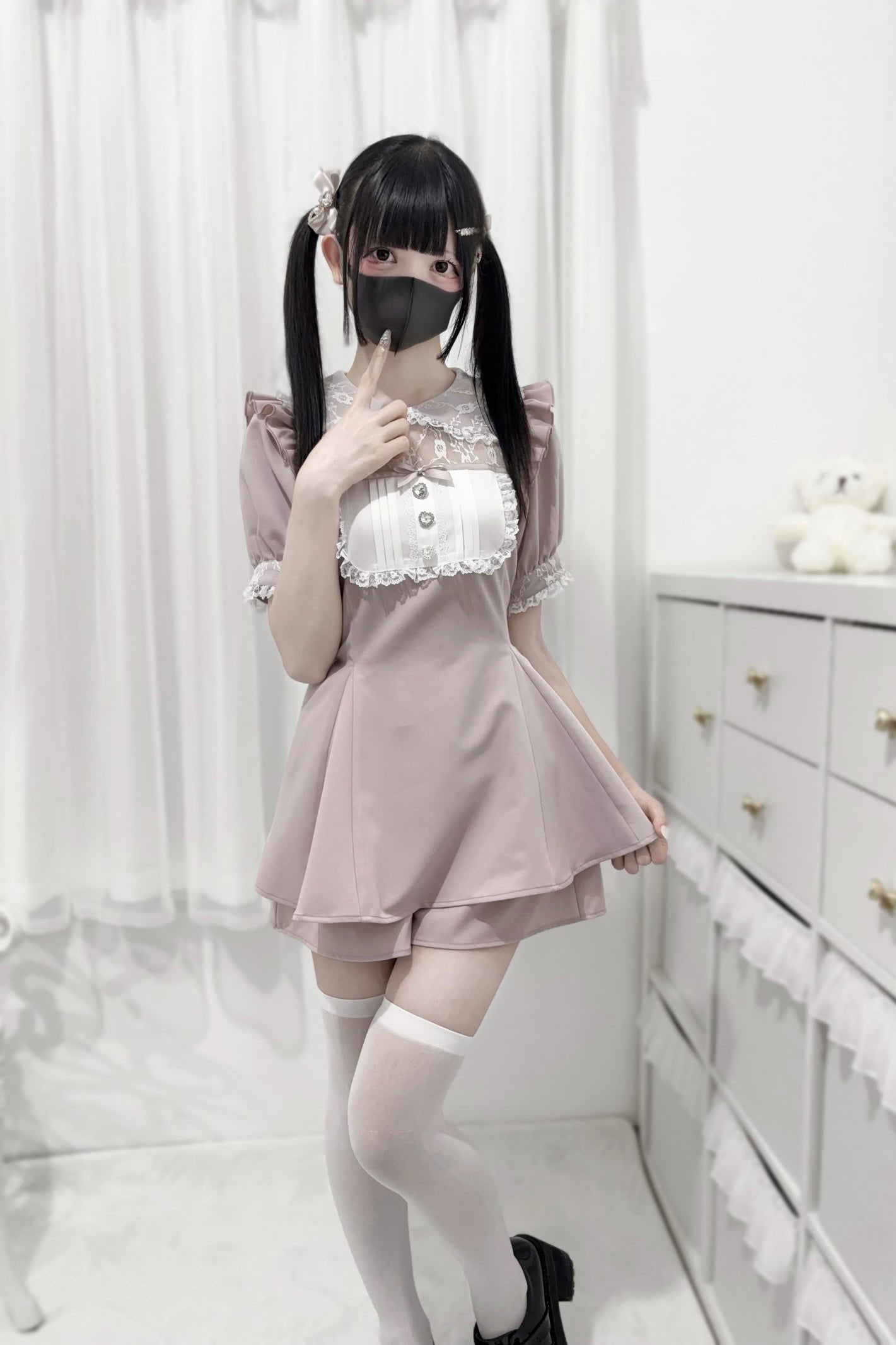 [pre-order] Lace Stitching Doll Collar Dress