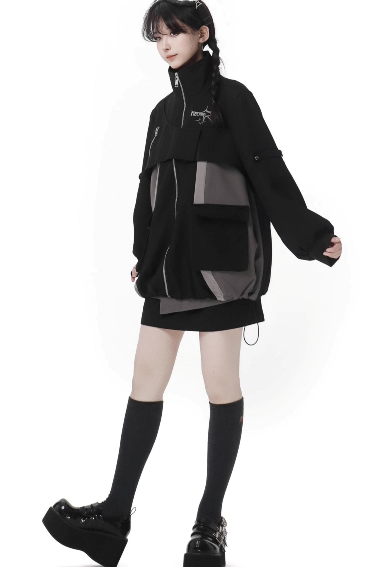 Black Cargo Anti-wrinkle Jacket Set